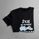 Żyję by pływać pływam po to, by żyć - męska koszulka z nadrukiem