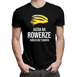 Jazda na rowerze - tańsza niż terapia - męska koszulka z nadrukiem