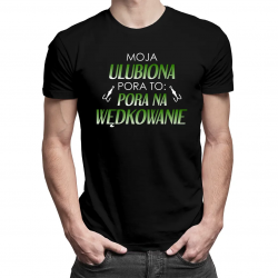Moja ulubiona pora to: pora na wędkowanie - męska koszulka z nadrukiem