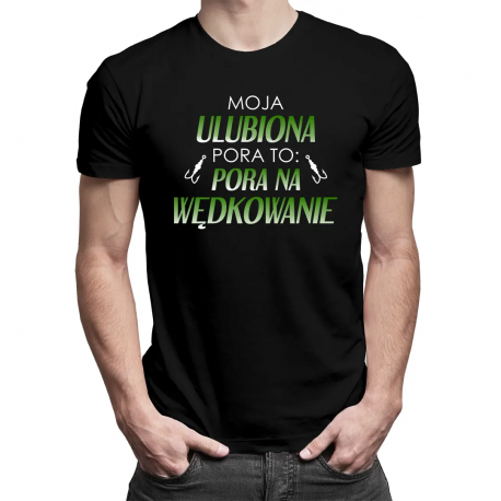 Moja ulubiona pora to: pora na wędkowanie - męska koszulka z nadrukiem