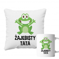 Komplet dla taty - Żajebisty tata - poduszka i kubek z nadrukiem