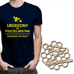 Urodzony do pszczelarstwa - koszulka męska granatowa - 2254 + podkładka dla pszczelarza