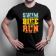 Triathlon - swim, bike, run - męska koszulka na prezent dla triathlonisty