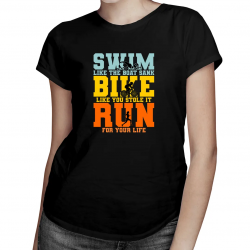 Triathlon - swim, bike, run - damska koszulka na prezent dla triathlonisty