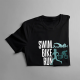 Triathlon - swim, bike, run v2 - damska koszulka na prezent dla triathlonisty
