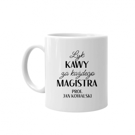 Łyk kawy za każdego magistra - kubek na prezent dla promotora