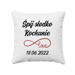 Śpij słodko kochanie + data - produkt personalizowany - poduszka na prezent dla chłopaka