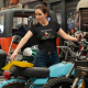 Wesołych Świąt - Mikołaj na motocyklu - damska koszulka na prezent