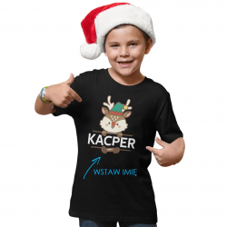 Produkt personalizowany - Renifer z imieniem - dziecięca koszulka na prezent