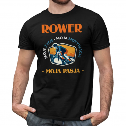 Rower moje życie, moja motywacja, moja pasja - męska koszulka na prezent dla rowerzysty