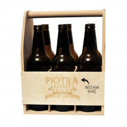 Produkt personalizowany - (Imię) zapasy na ciężkie czasy - nosidło na piwo z grawerem na prezent