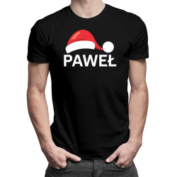 Produkt personalizowany - Czapka Mikołaja + Imię - męska koszulka na prezent