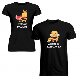 Komplet dla pary - Szefowa pasieki / Zastępca szefowej - koszulki z nadrukiem