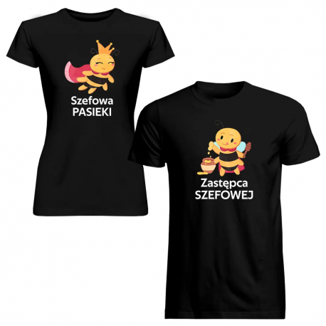 Komplet dla pary - Szefowa pasieki / Zastępca szefowej - koszulki z nadrukiem