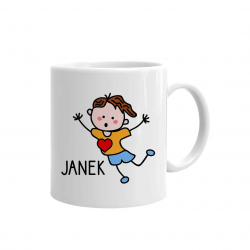 Magnes + Imię (męskie) - kubek na prezent - produkt personalizowany