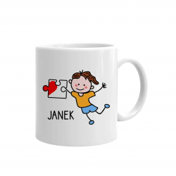 Puzzle + Imię (męskie) - kubek na prezent - produkt personalizowany