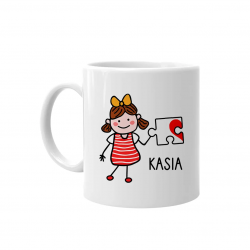Puzzle + Imię (damskie) - kubek na prezent - produkt personalizowany
