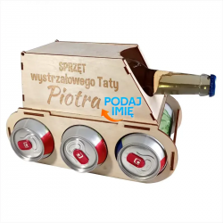 Sprzęt wystrzałowego taty (imię) -  czołg na piwo z grawerem - produkt personalizowany
