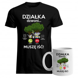 Komplet dla działkowca - Działka dzwoni - Koszulka i kubek z nadrukiem