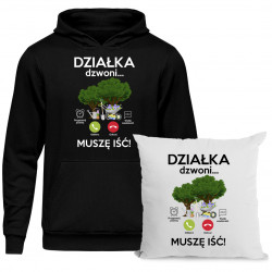 Komplet dla działkowca - Działka dzwoni - Bluza i poduszka z nadrukiem