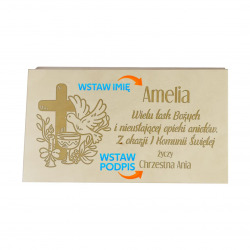 Wielu łask Bożych - pudełko na pieniądze z grawerem - produkt personalizowany