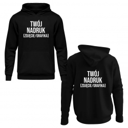 Męska bluza z własnym obustronnym nadrukiem (bluza z kapturem)