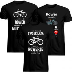 Komplet dla rowerzysty -Bardziej niż rower + Rower dzwoni + Może mam już swoje lata - koszulki z nadrukiem na prezent