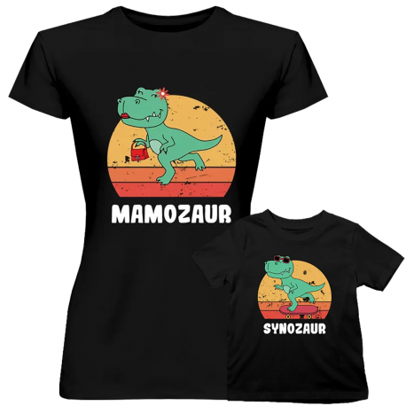 Komplet dla mamy i syna - Mamozaur i Synozaur - koszulki z nadrukiem