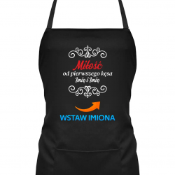 Miłość od pierwszego kęsa (imiona) - fartuch na prezent - produkt personalizowany