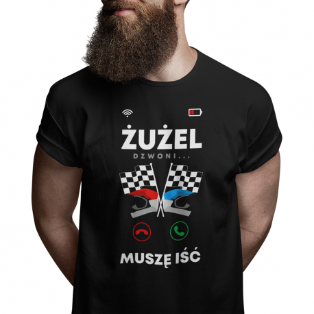 Żużel dzwoni, muszę iść - męska koszulka na prezent dla emeryta