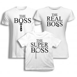 Komplet dla rodziny - The boss / The real boss / The super boss - koszulki z nadrukiem