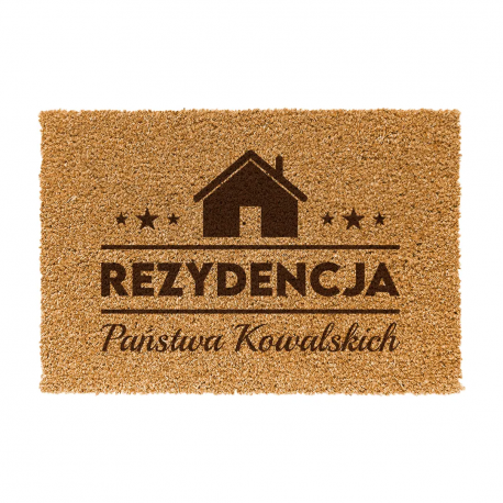 Rezydencja Państwa (nazwisko) wersja 2 - wycieraczka z grawerem na prezent - produkt personalizowany