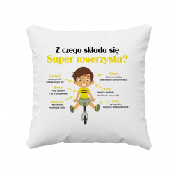 Z czego składa się super rowerzysta - poduszka na prezent