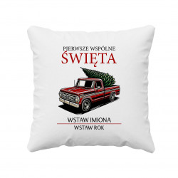 Pierwsze wspólne święta (imiona + rok) - poduszka na prezent - produkt personalizowany