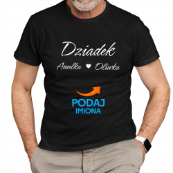 Dziadek + imiona wnuków - męska koszulka na prezent dla dziadka - produkt personalizowany
