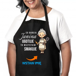 Co babcia (imię) ugotuje to wszystkim smakuje - fartuch na prezent dla babci - produkt personalizowany