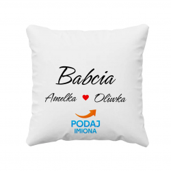 Babcia + imiona wnuków - poduszka na prezent dla babci - produkt personalizowany