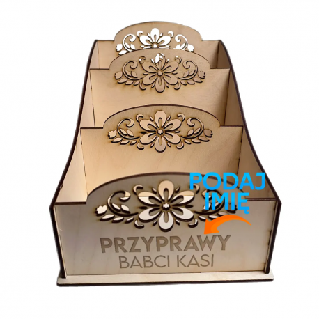 Przyprawy babci (Imię) - Skrzynka na przyprawy z grawerem na prezent dla babci - Produkt personalizowany