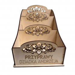 Przyprawy dziadka (imię) - Skrzynka na przyprawy z grawerem na prezent dla dziadka - Produkt personalizowany