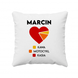 Kawa, hobby, miłość - poduszka na prezent - produkt personalizowany