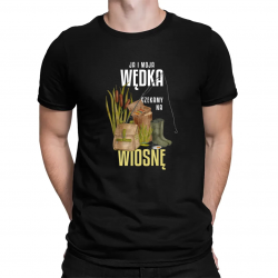 Ja i moja wędka czekamy na wiosnę - męska koszulka na prezent
