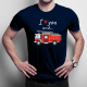 I love you and wóz strażacki - męska koszulka na prezent