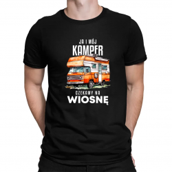 Ja i mój kamper czekamy na wiosnę - męska koszulka na prezent