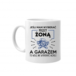 Jeśli mam wybierać między żoną, a garażem - kubek na prezent
