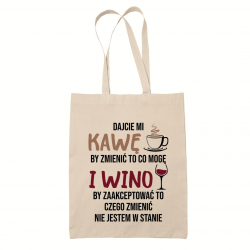 Dajcie mi kawę i wino - beżowa torba na prezent