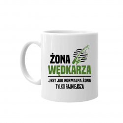 Żona wędkarza jest jak normalna żona, tylko fajniejsza - kubek na prezent