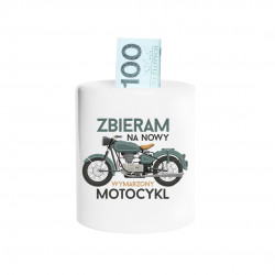 Zbieram na nowy wymarzony motocykl - skarbonka z nadrukiem