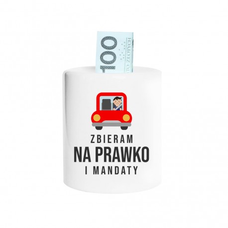 Zbieram na prawko i mandaty - skarbonka z nadrukiem