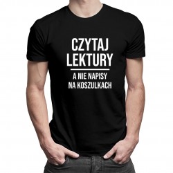 Czytaj lektury - męska koszulka z nadrukiem
