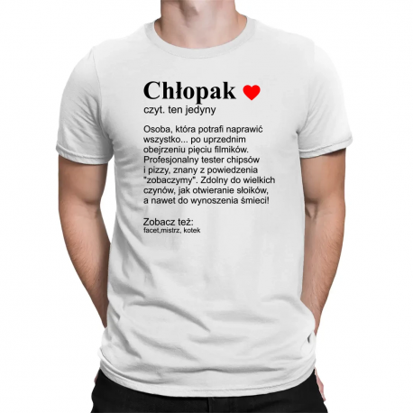 Chłopak - definicja  - męska koszulka na prezent